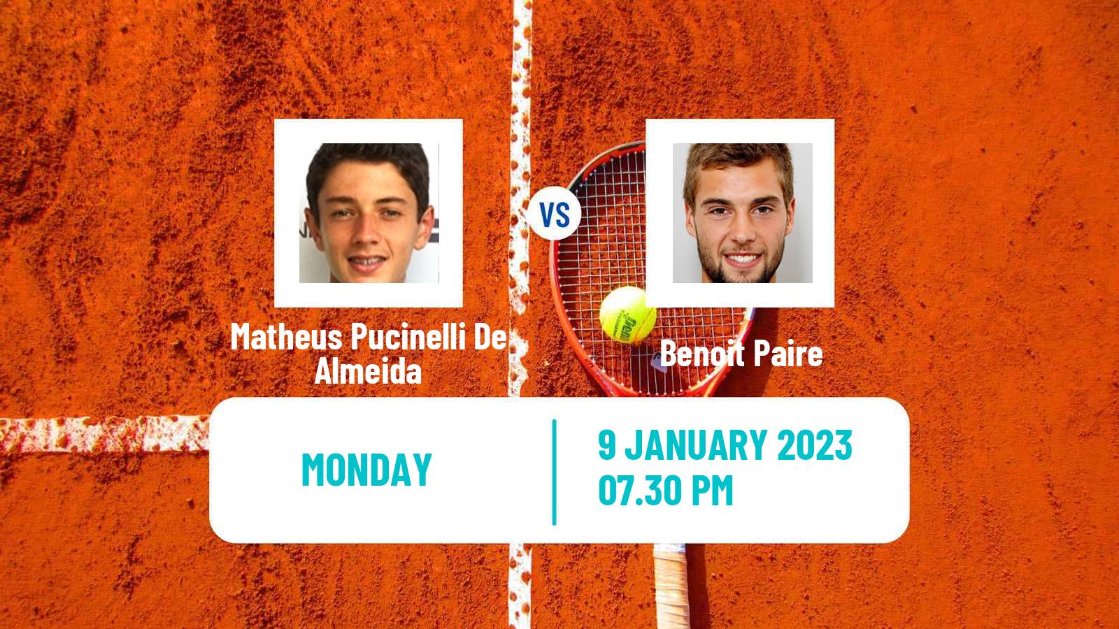 Tennis ATP Australian Open Matheus Pucinelli De Almeida - Benoit Paire