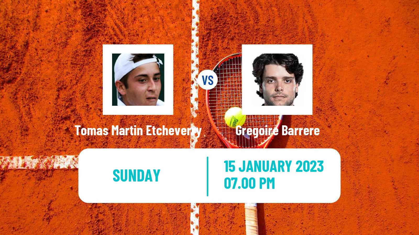 Tennis ATP Australian Open Tomas Martin Etcheverry - Gregoire Barrere