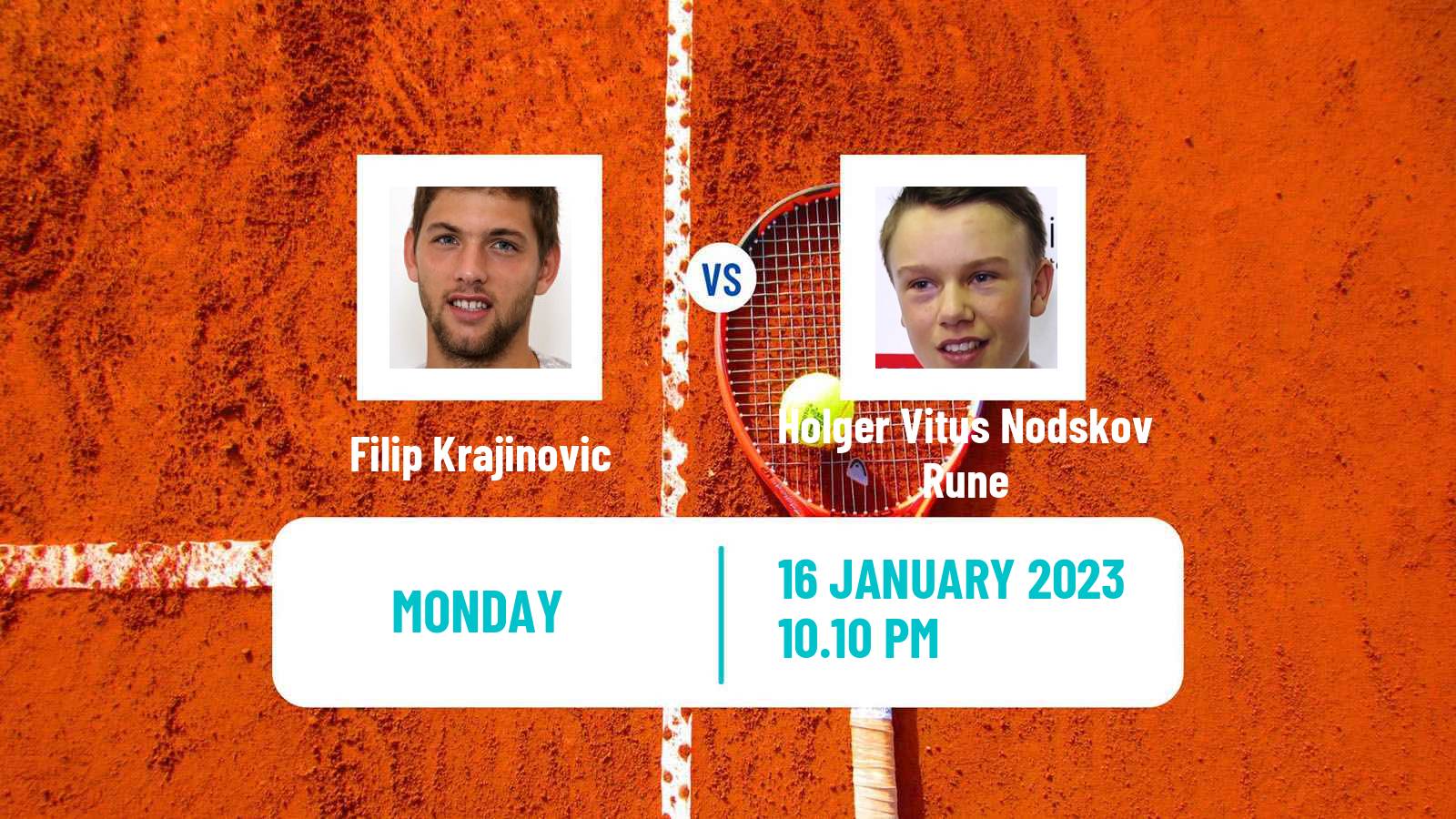 Tennis ATP Australian Open Filip Krajinovic - Holger Vitus Nodskov Rune