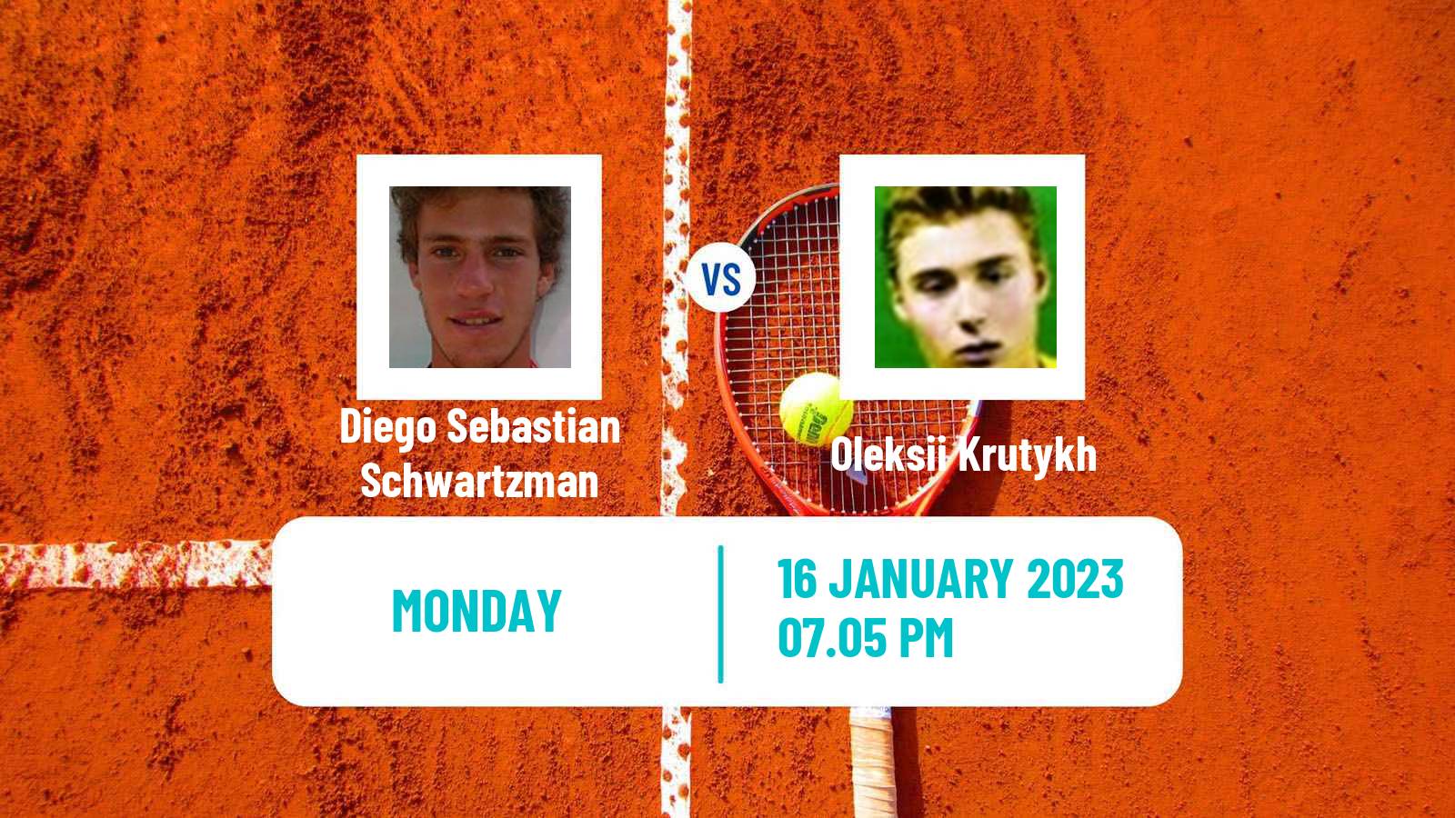 Tennis ATP Australian Open Diego Sebastian Schwartzman - Oleksii Krutykh