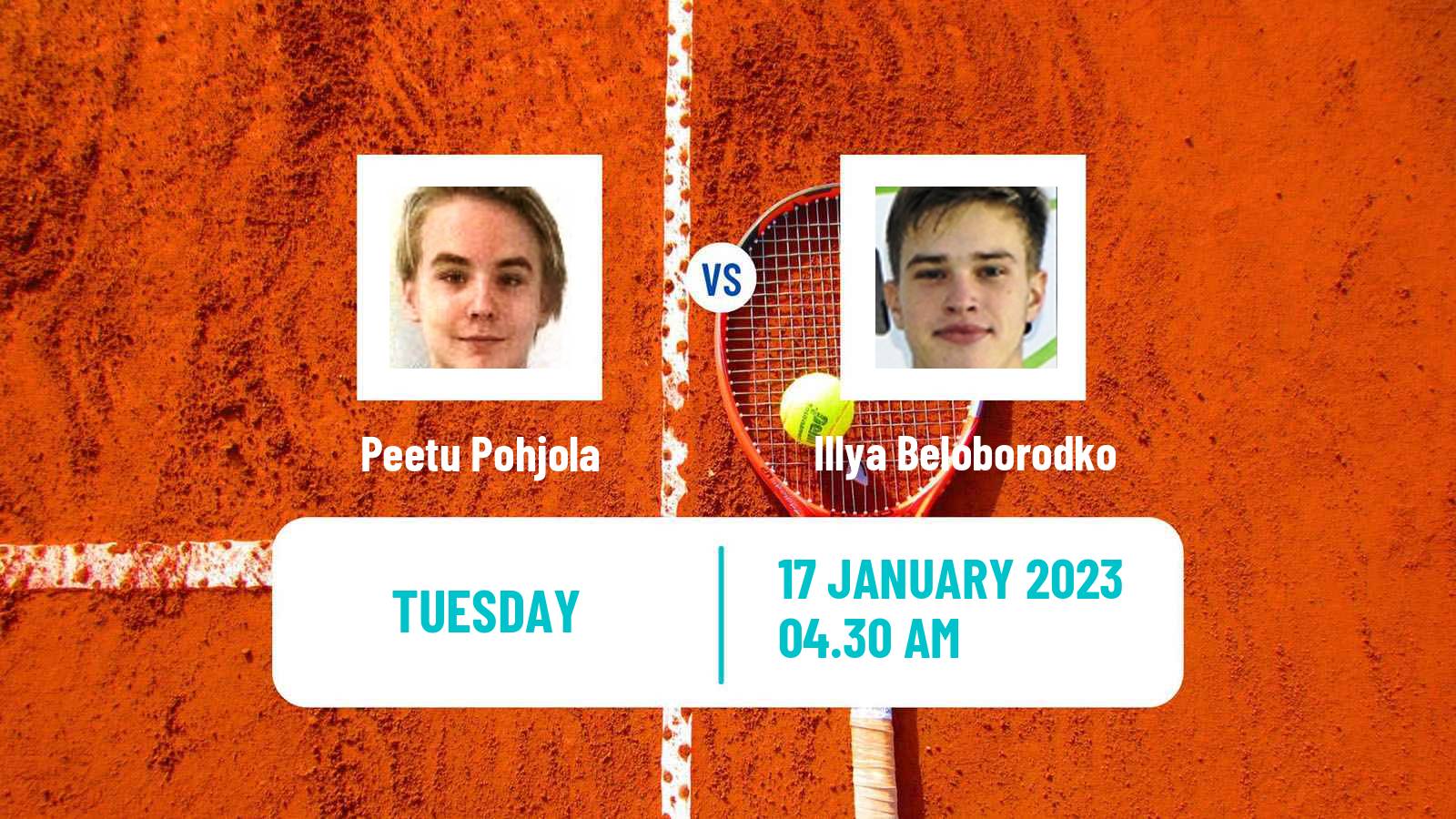 Tennis ITF Tournaments Peetu Pohjola - Illya Beloborodko