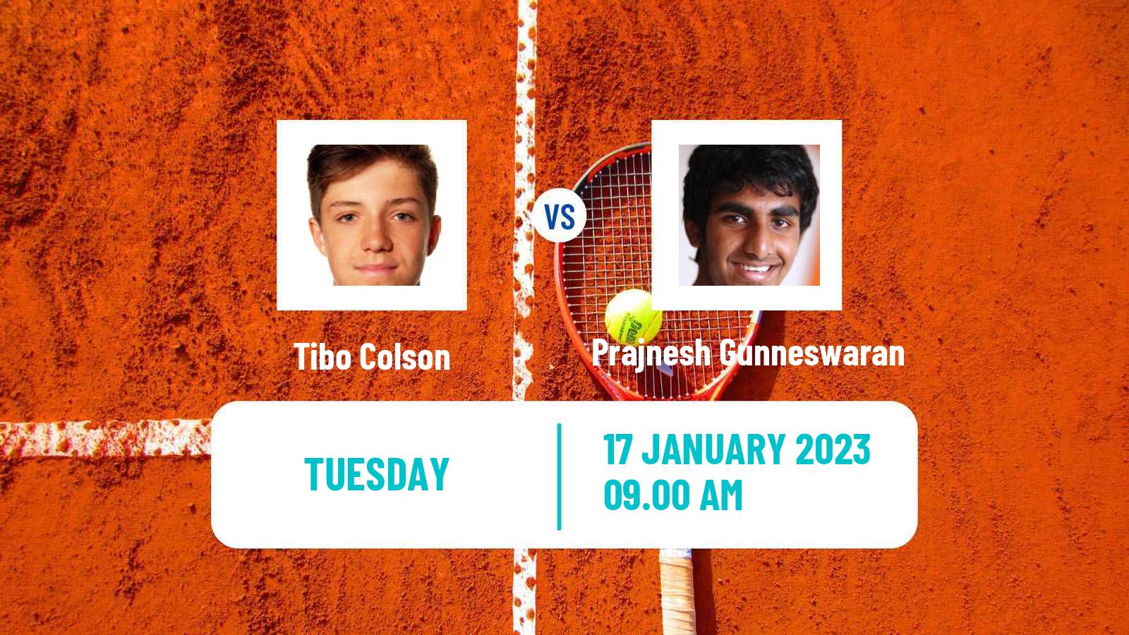 Tennis ITF Tournaments Tibo Colson - Prajnesh Gunneswaran