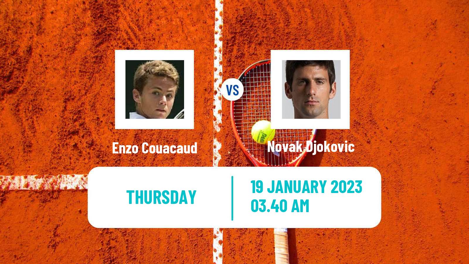 Tennis ATP Australian Open Enzo Couacaud - Novak Djokovic