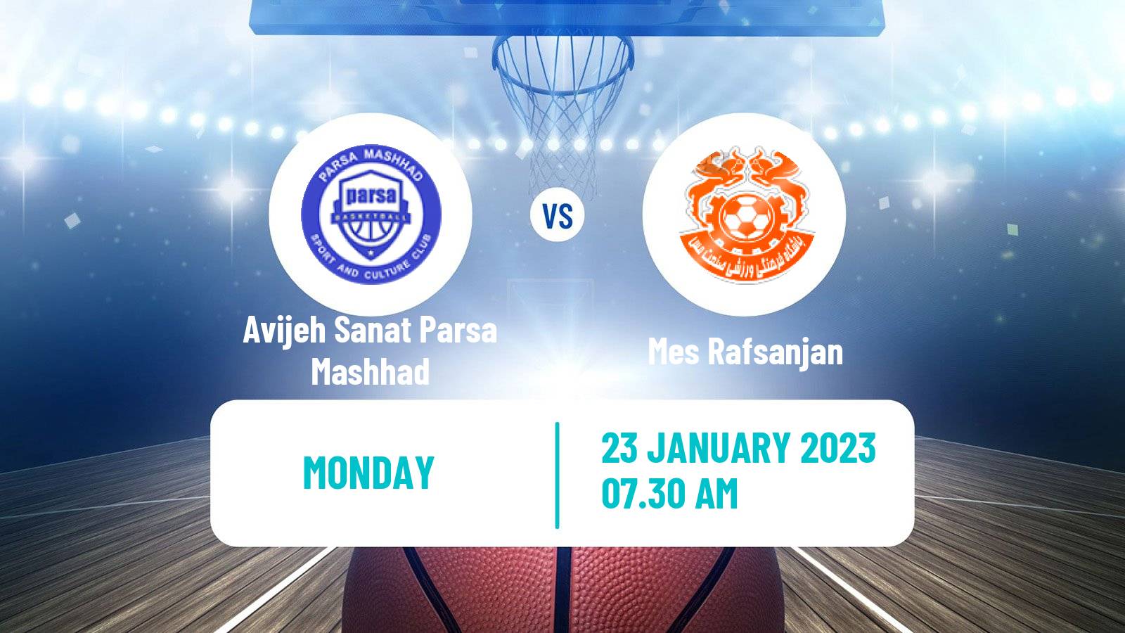 Basketball Iran Super League Basketball Avijeh Sanat Parsa Mashhad - Mes Rafsanjan