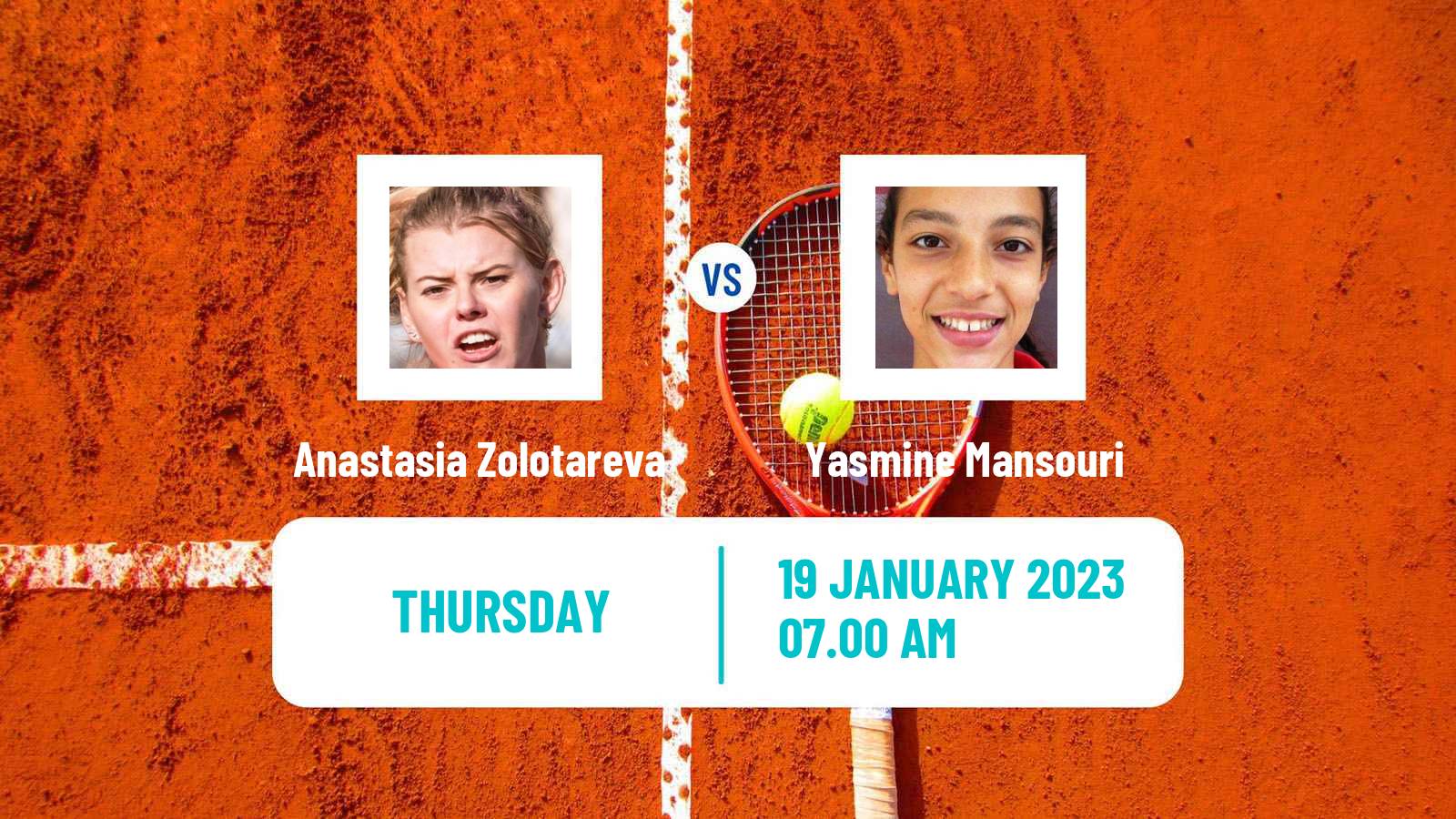 Tennis ITF Tournaments Anastasia Zolotareva - Yasmine Mansouri