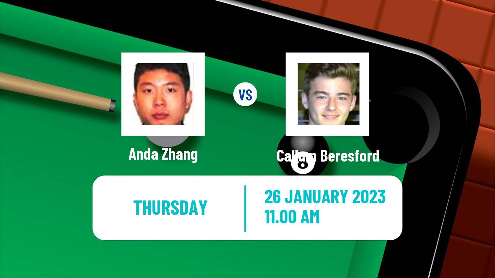 Snooker Snooker Anda Zhang - Callum Beresford