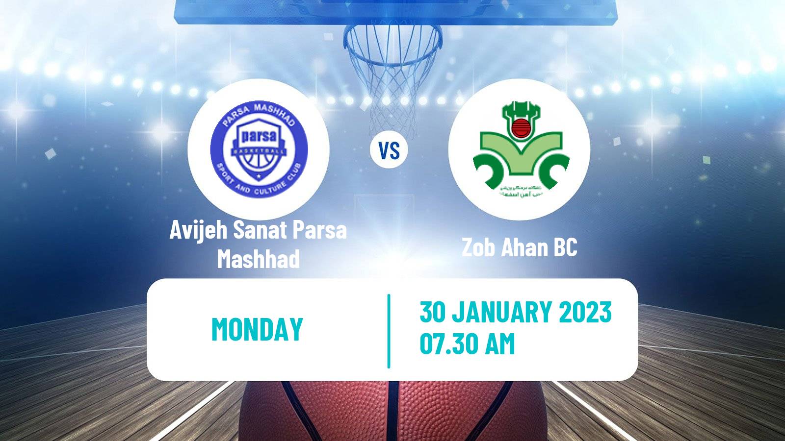 Basketball Iran Super League Basketball Avijeh Sanat Parsa Mashhad - Zob Ahan