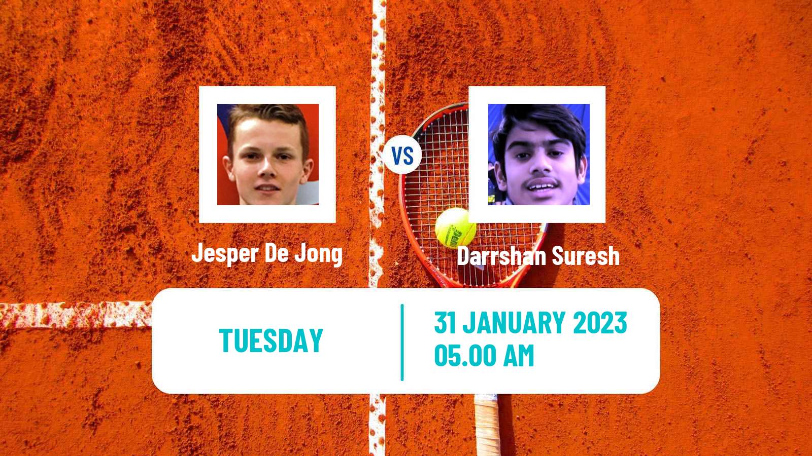 Tennis ITF Tournaments Jesper De Jong - Darrshan Suresh