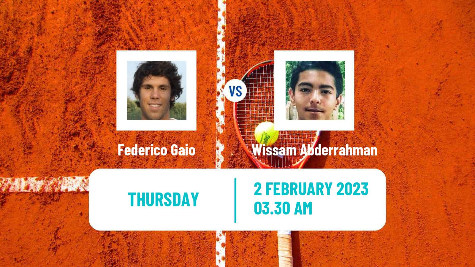 Tennis ITF Tournaments Federico Gaio - Wissam Abderrahman