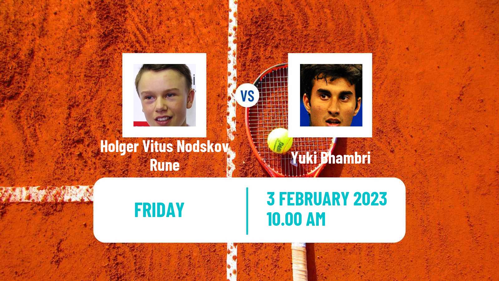 Tennis Davis Cup World Group I Holger Vitus Nodskov Rune - Yuki Bhambri