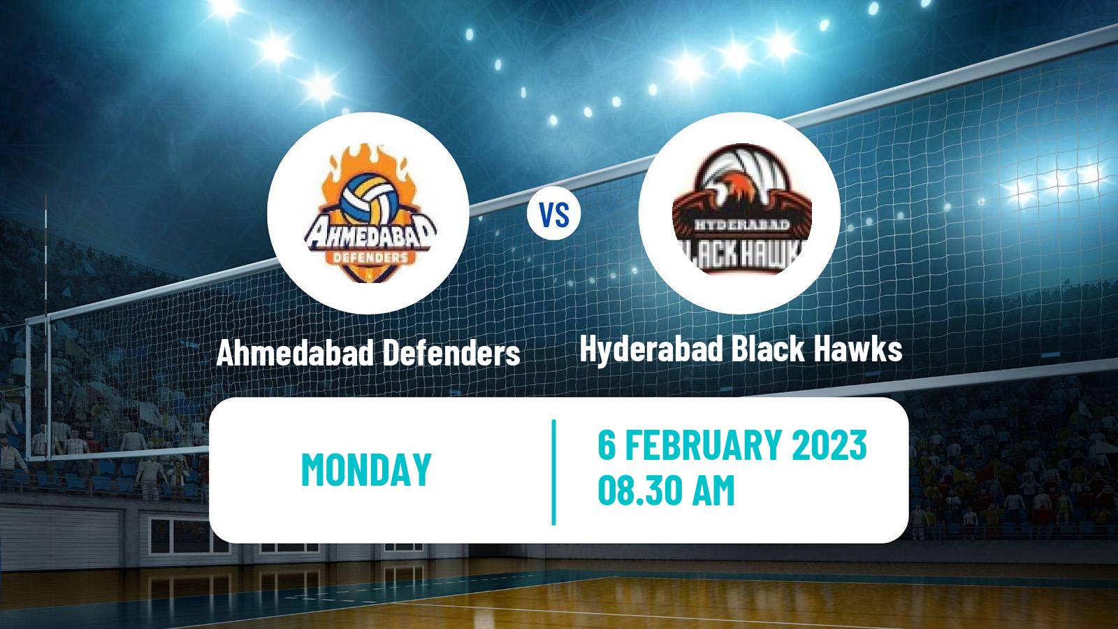 Volleyball Indian Prime Volleyball Ahmedabad Defenders - Hyderabad Black Hawks