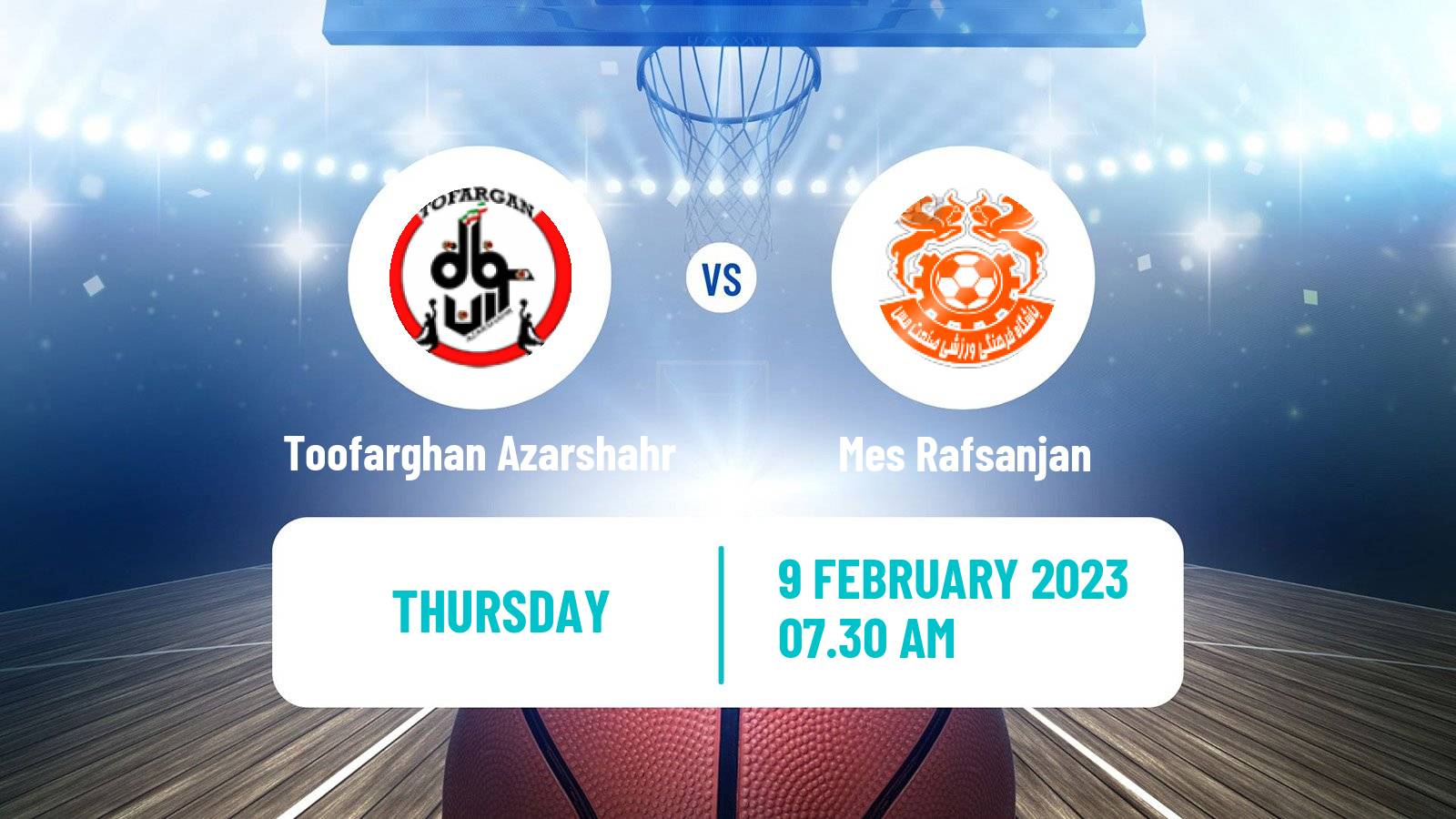 Basketball Iran Super League Basketball Toofarghan Azarshahr - Mes Rafsanjan