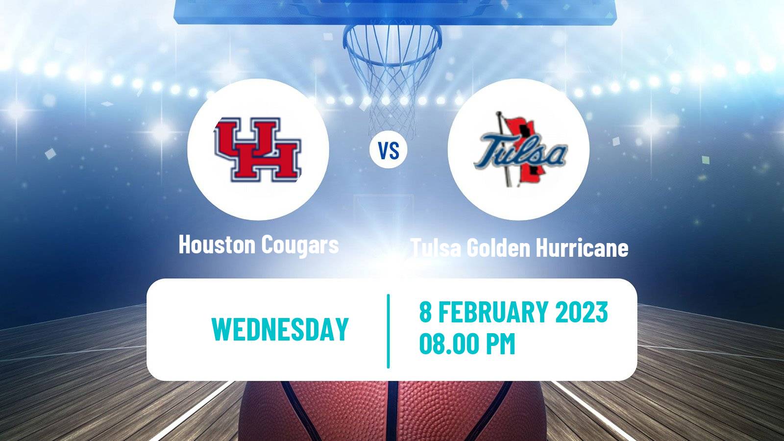 Basketball NCAA College Basketball Houston Cougars - Tulsa Golden Hurricane