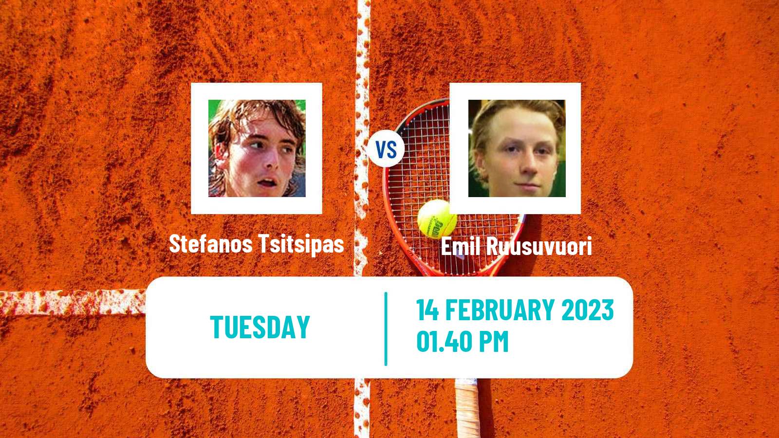 Tennis ATP Rotterdam Stefanos Tsitsipas - Emil Ruusuvuori