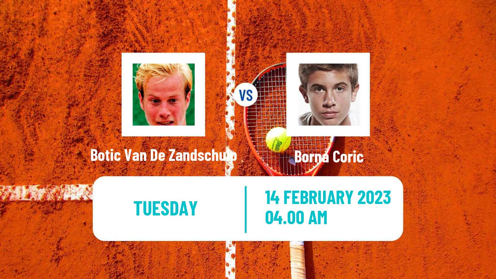 Tennis ATP Rotterdam Botic Van De Zandschulp - Borna Coric