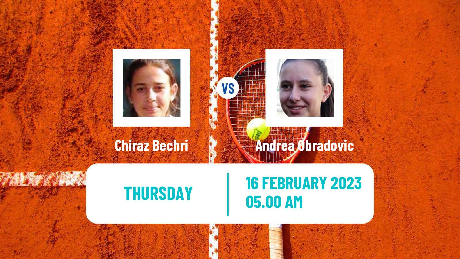 Tennis ITF Tournaments Chiraz Bechri - Andrea Obradovic