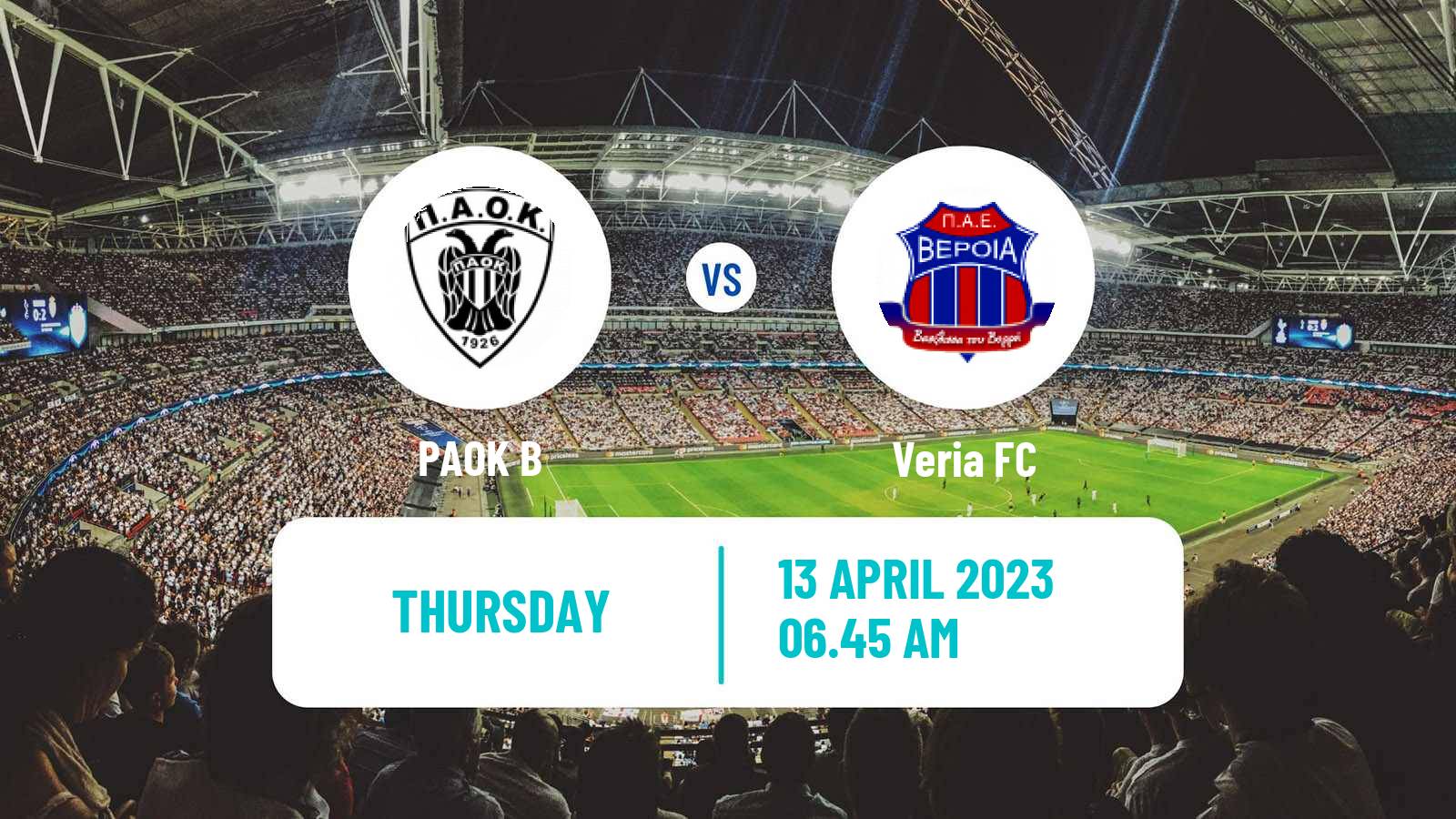Soccer Greek Super League 2 PAOK B - Veria