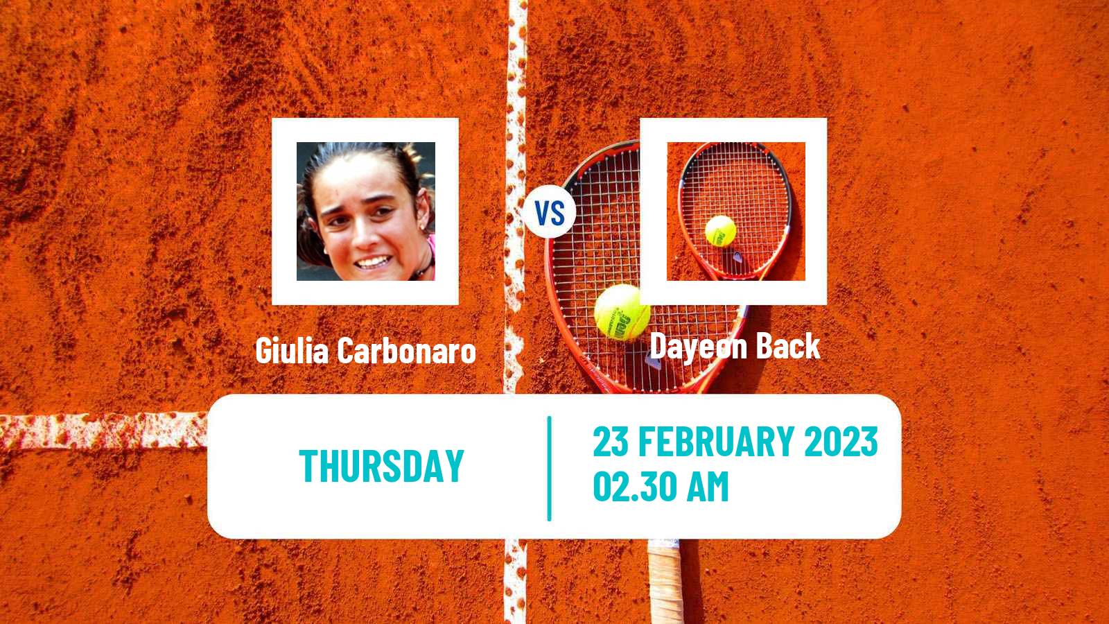 Tennis ITF Tournaments Giulia Carbonaro - Dayeon Back