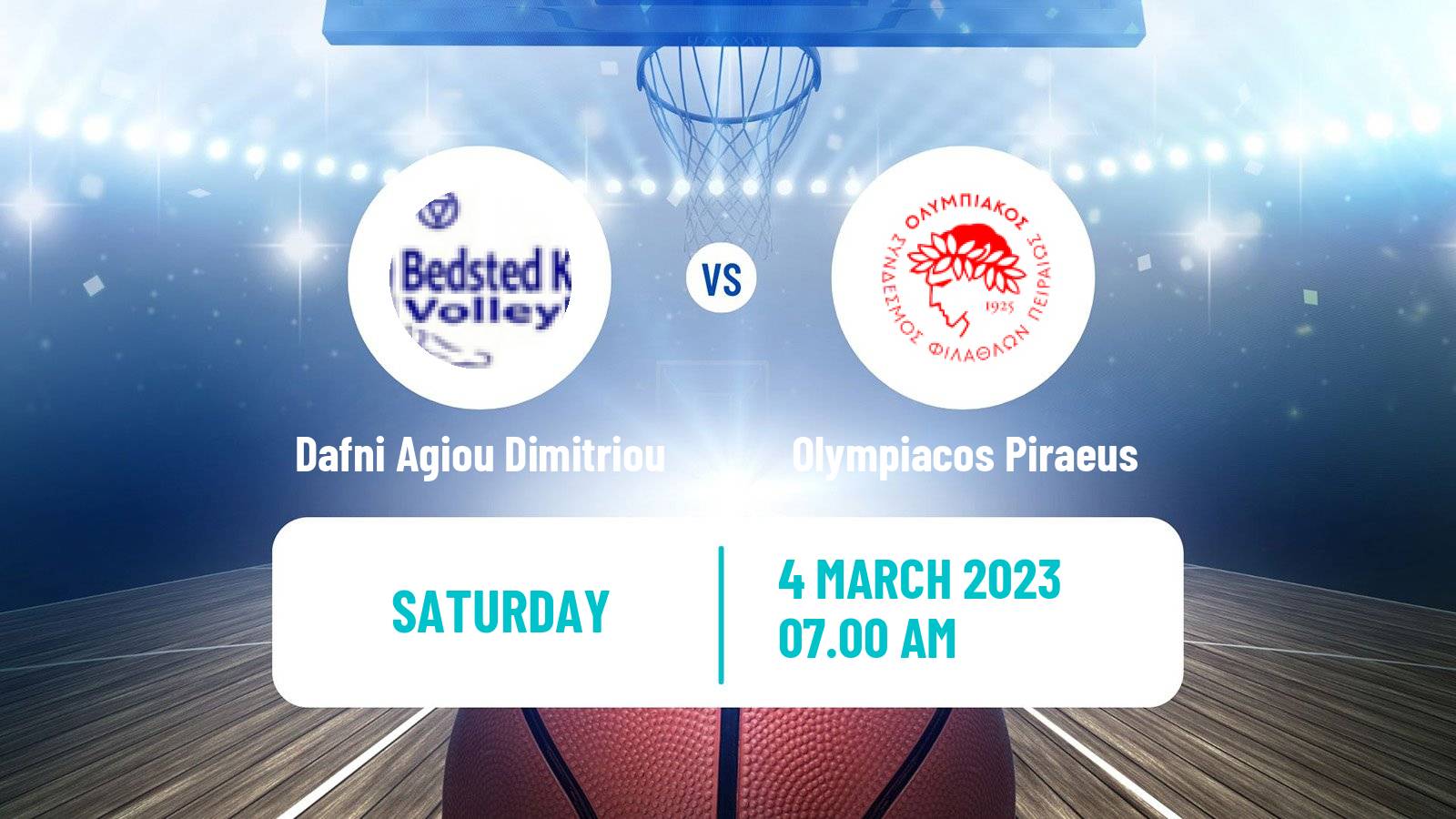 Basketball Greek Basket League A1 Women Dafni Agiou Dimitriou - Olympiacos Piraeus