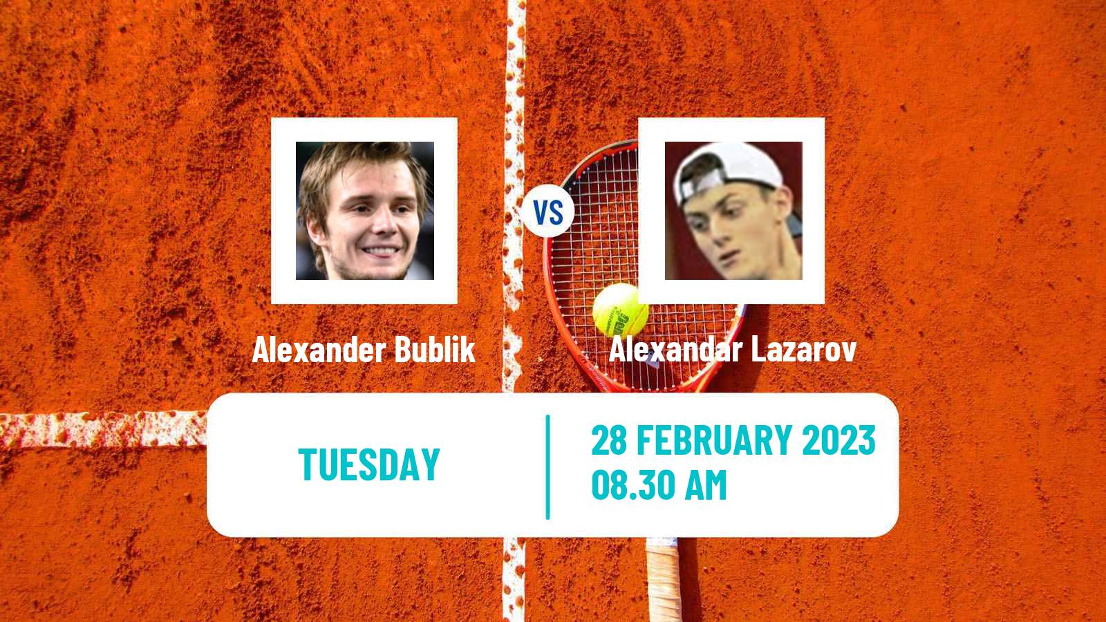 Tennis ATP Dubai Alexander Bublik - Alexandar Lazarov