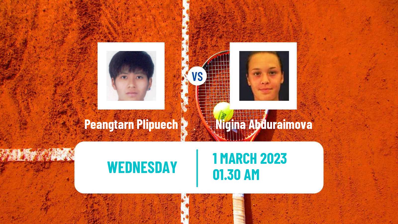 Tennis ITF Tournaments Peangtarn Plipuech - Nigina Abduraimova