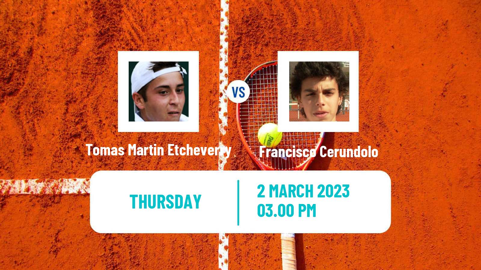 Tennis ATP Santiago Tomas Martin Etcheverry - Francisco Cerundolo
