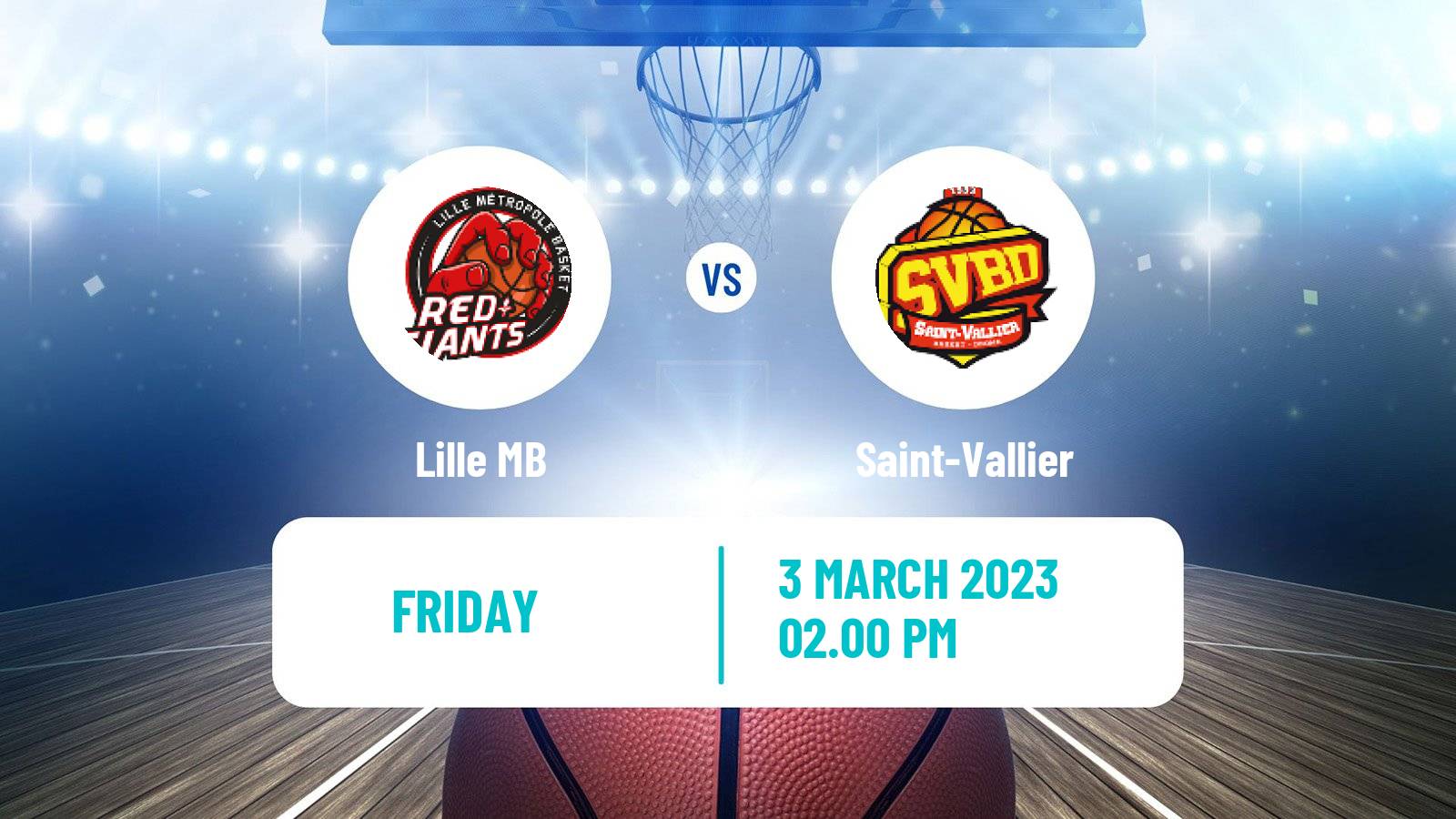 Basketball French LNB Pro B Lille MB - Saint-Vallier