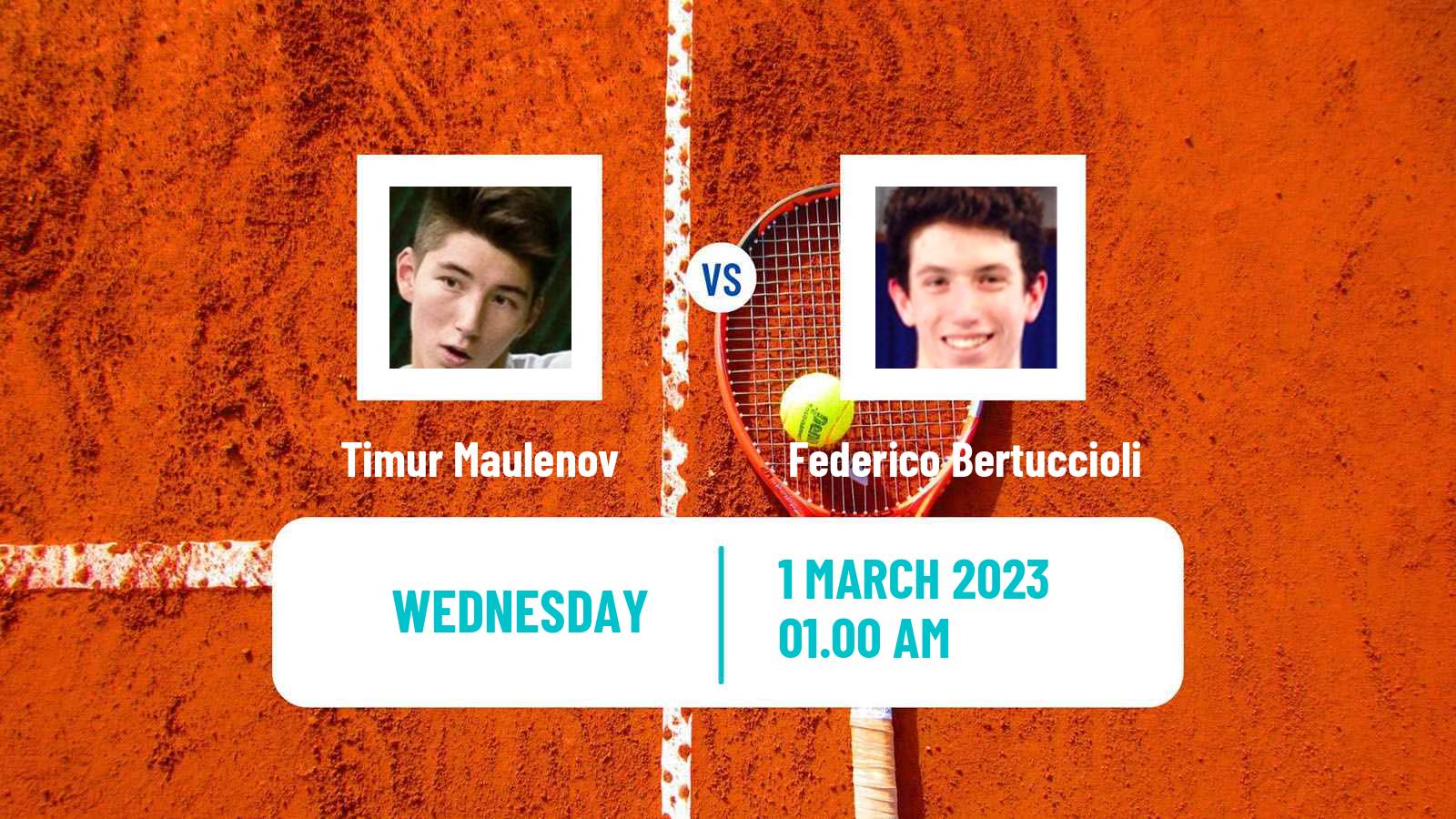 Tennis ITF Tournaments Timur Maulenov - Federico Bertuccioli