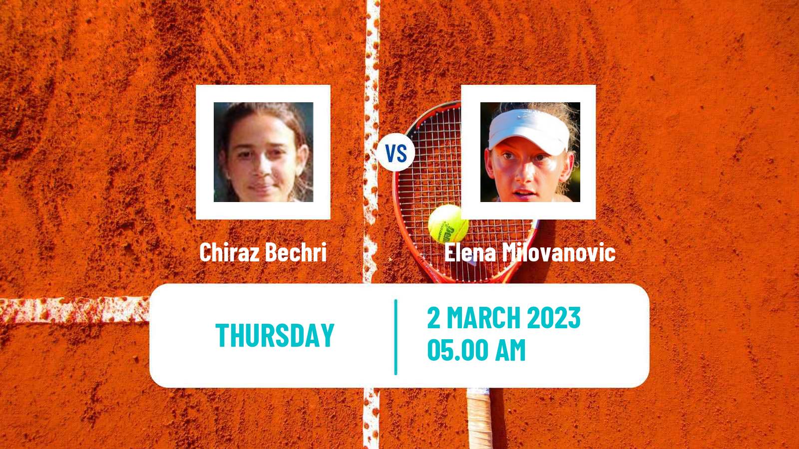 Tennis ITF Tournaments Chiraz Bechri - Elena Milovanovic