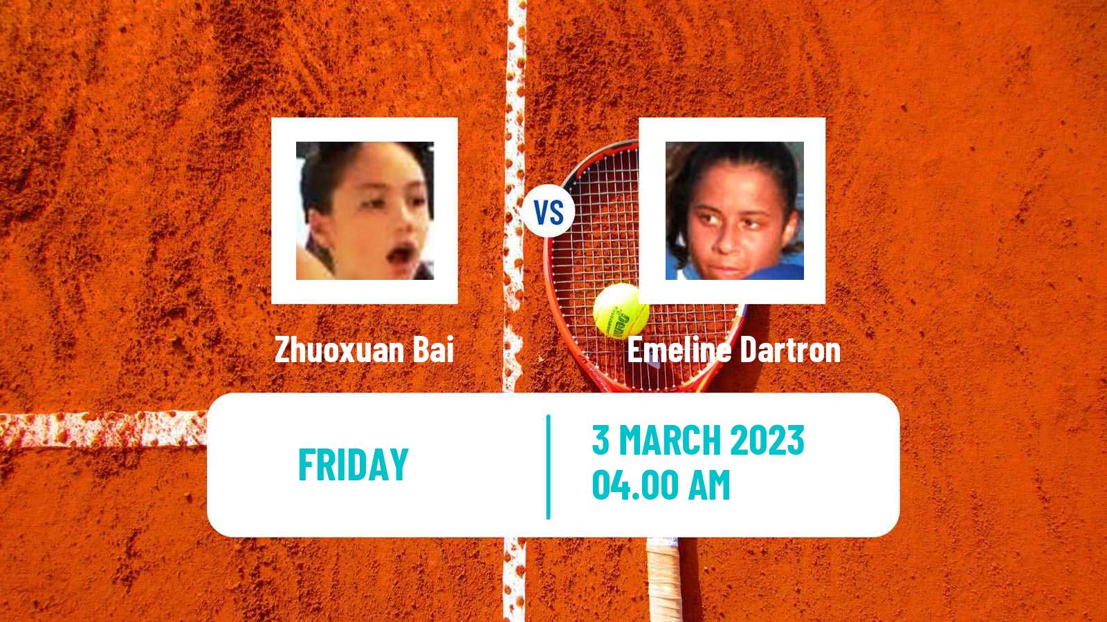 Tennis ITF Tournaments Zhuoxuan Bai - Emeline Dartron