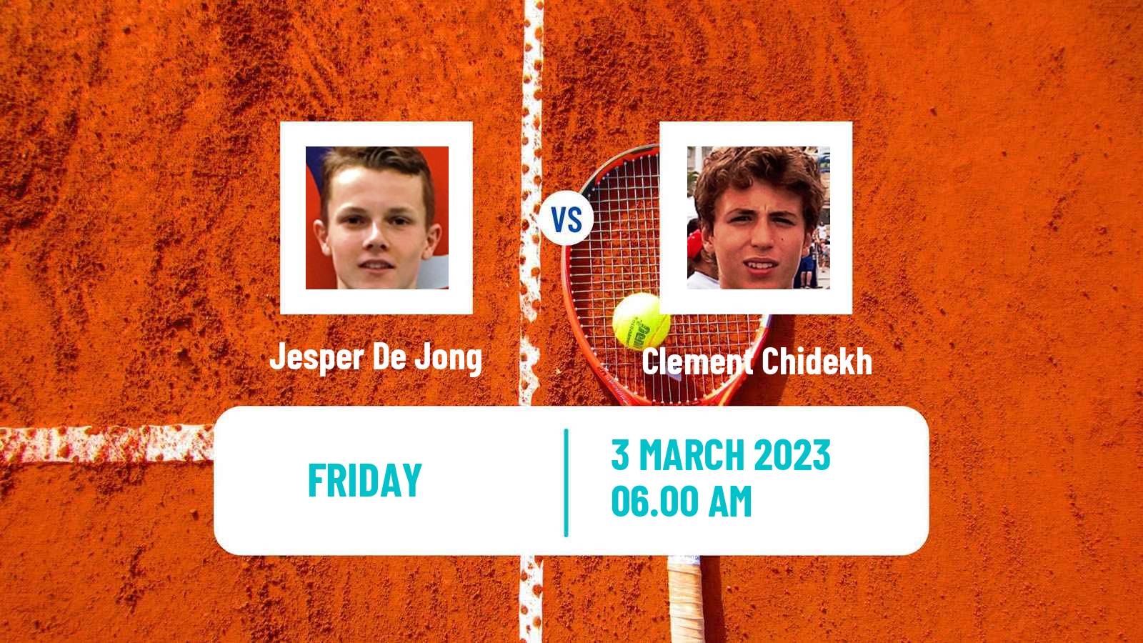 Tennis ITF Tournaments Jesper De Jong - Clement Chidekh