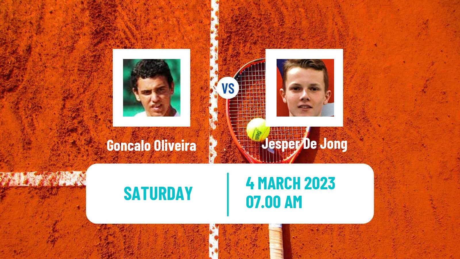 Tennis ITF Tournaments Goncalo Oliveira - Jesper De Jong