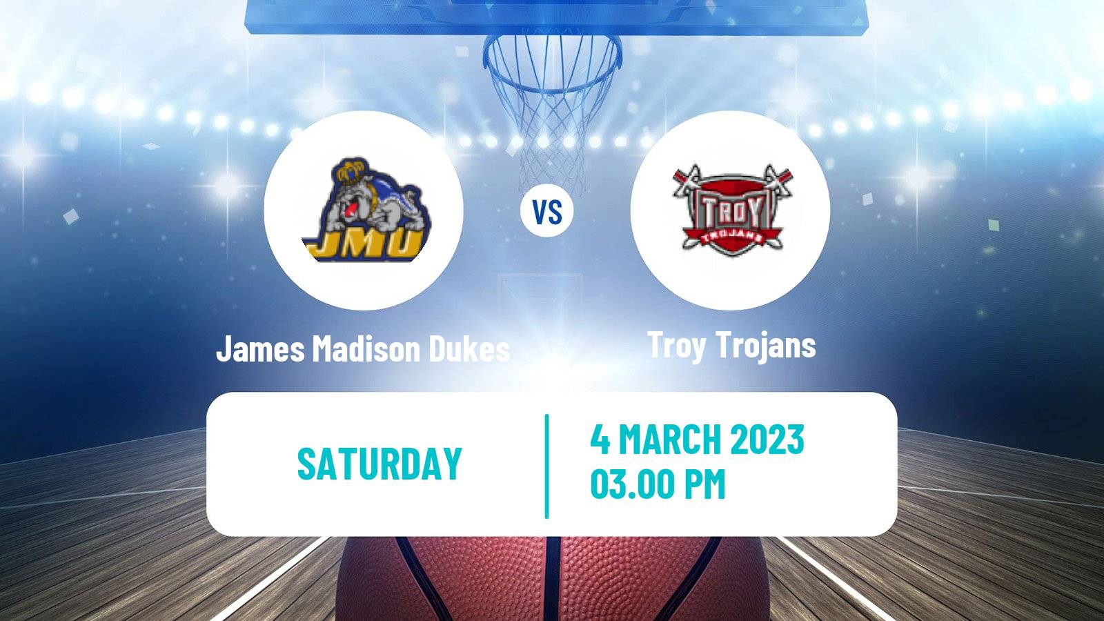 Basketball NCAA College Basketball James Madison Dukes - Troy Trojans