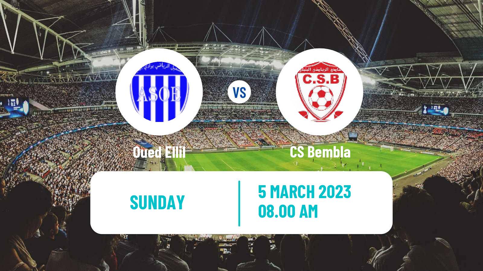 Soccer Tunisian Ligue 2 Oued Ellil - Bembla