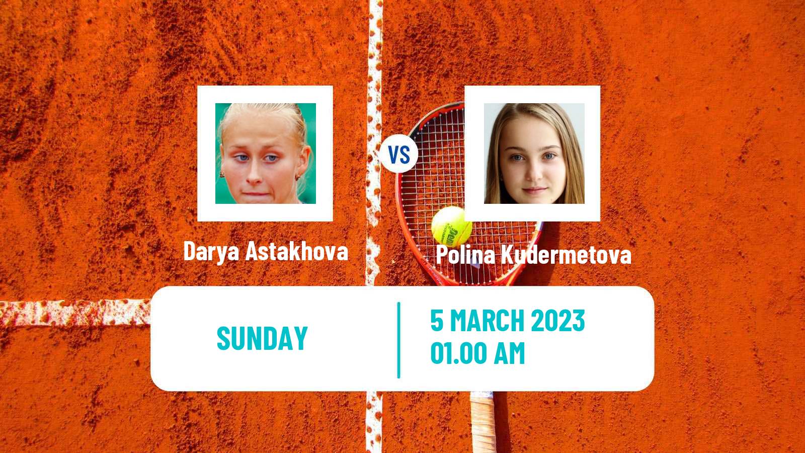 Tennis ITF Tournaments Darya Astakhova - Polina Kudermetova