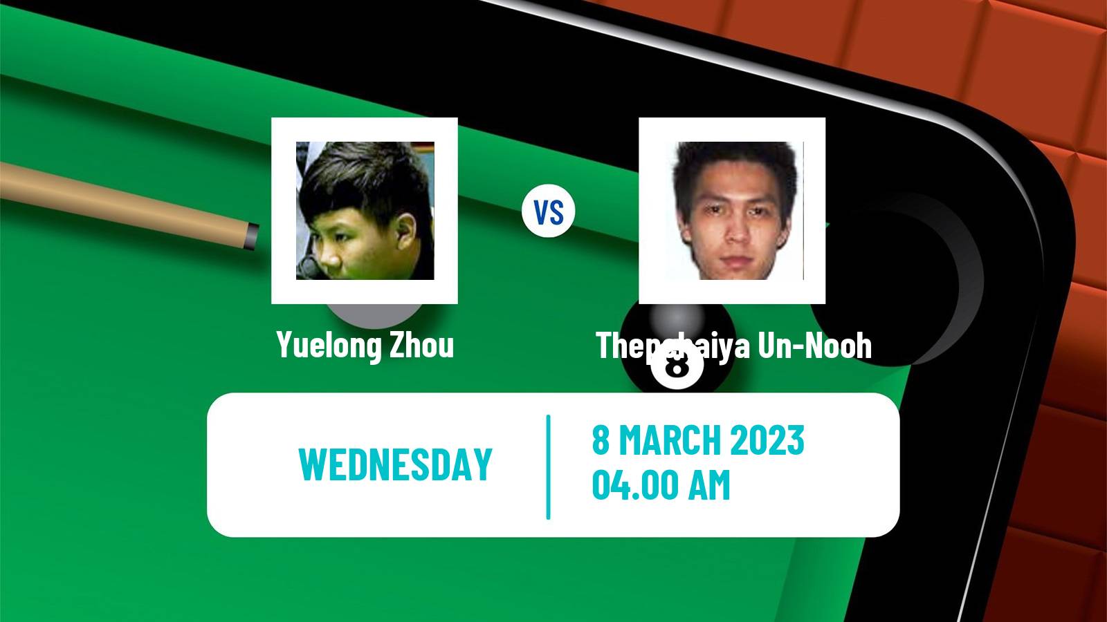 Snooker Snooker Yuelong Zhou - Thepchaiya Un-Nooh