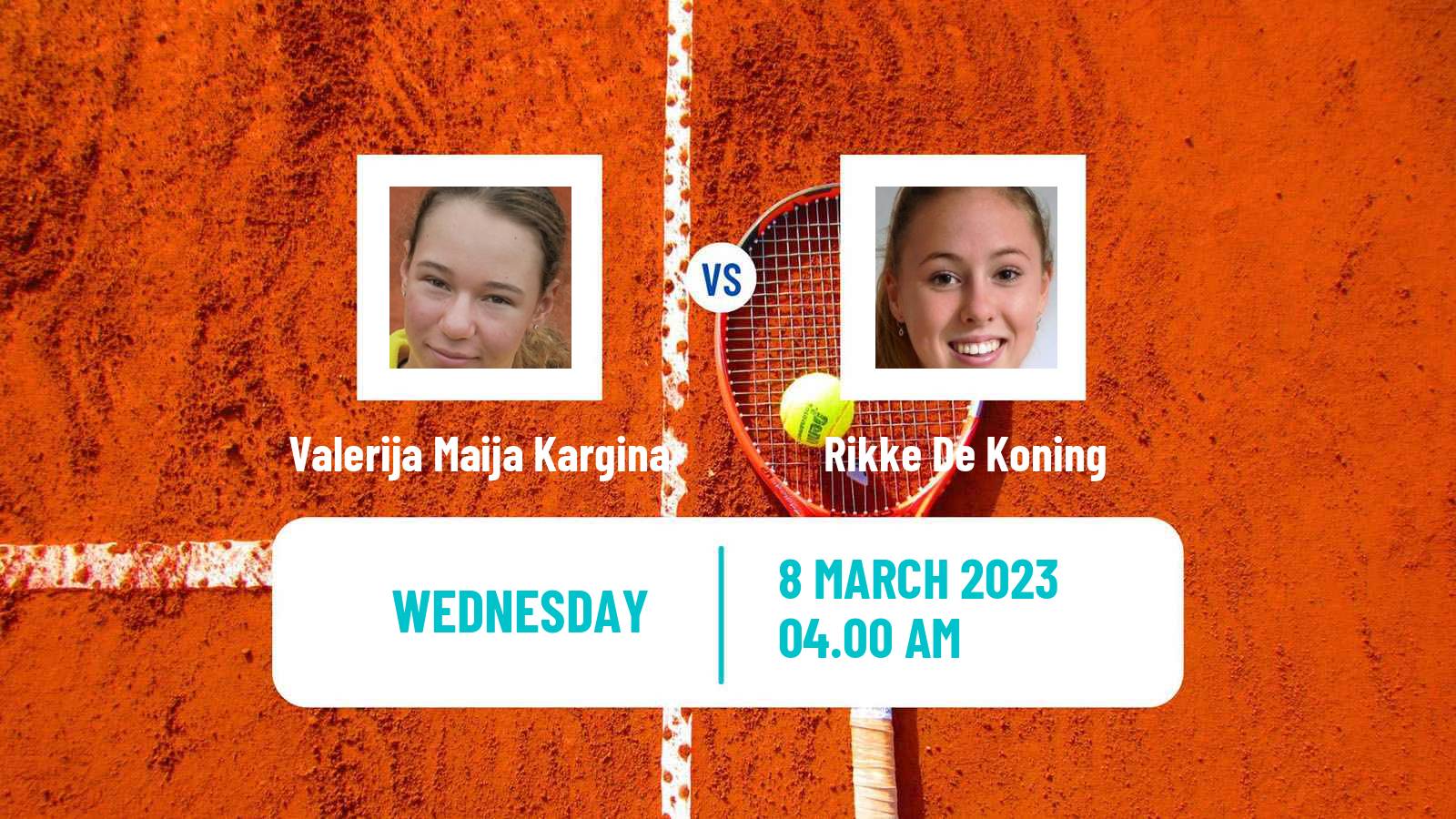 Tennis ITF Tournaments Valerija Maija Kargina - Rikke De Koning