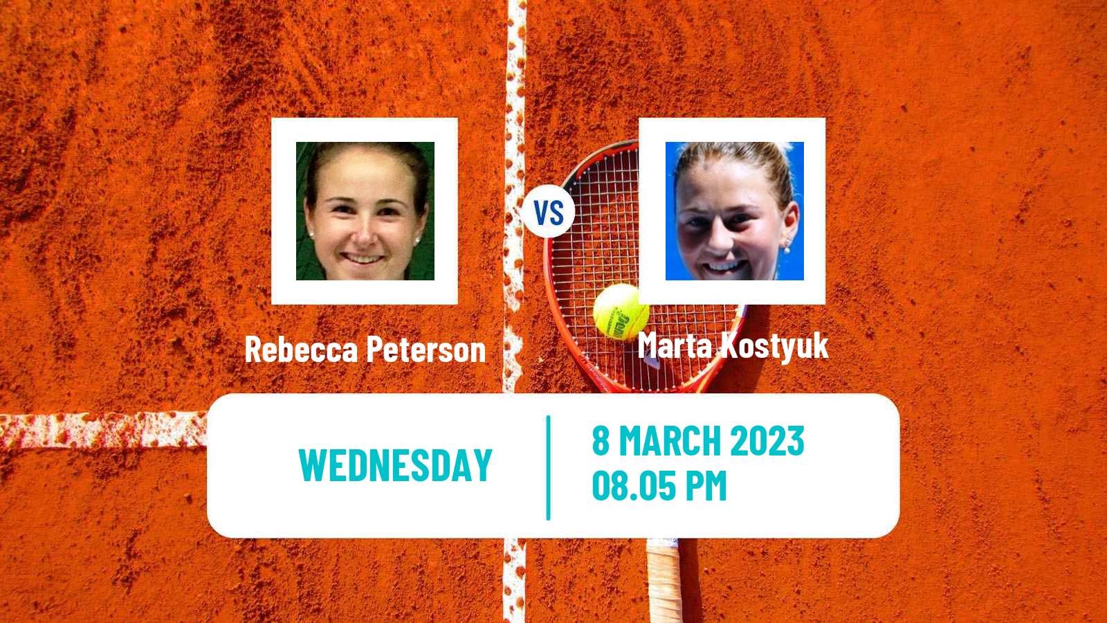 Tennis WTA Indian Wells Rebecca Peterson - Marta Kostyuk