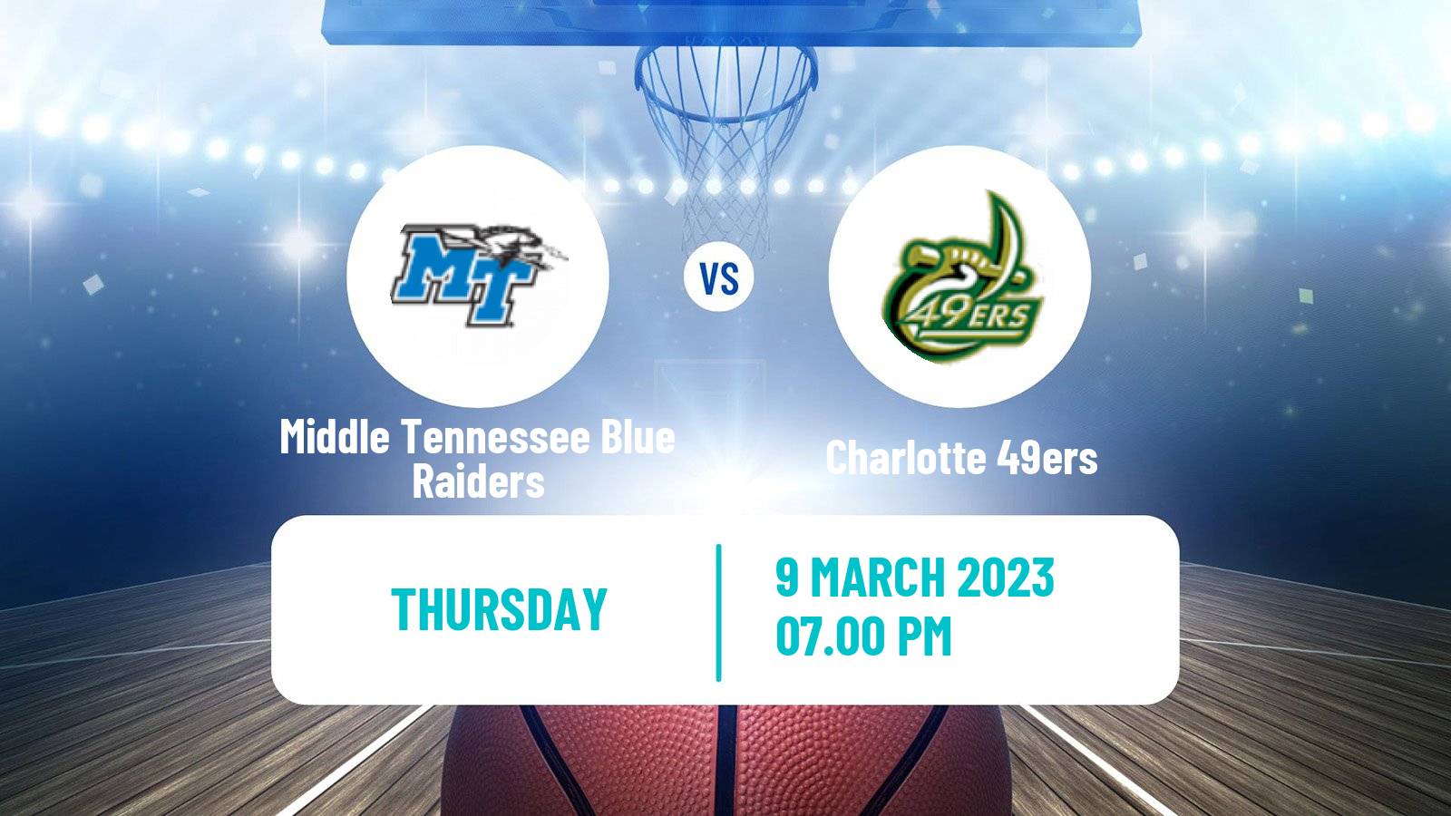 Basketball NCAA College Basketball Middle Tennessee Blue Raiders - Charlotte 49ers