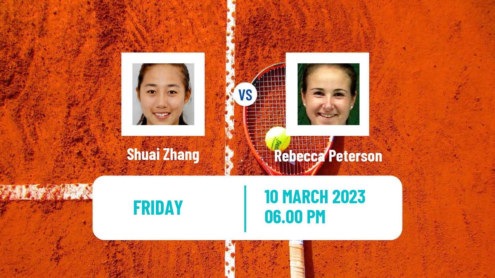 Tennis WTA Indian Wells Shuai Zhang - Rebecca Peterson
