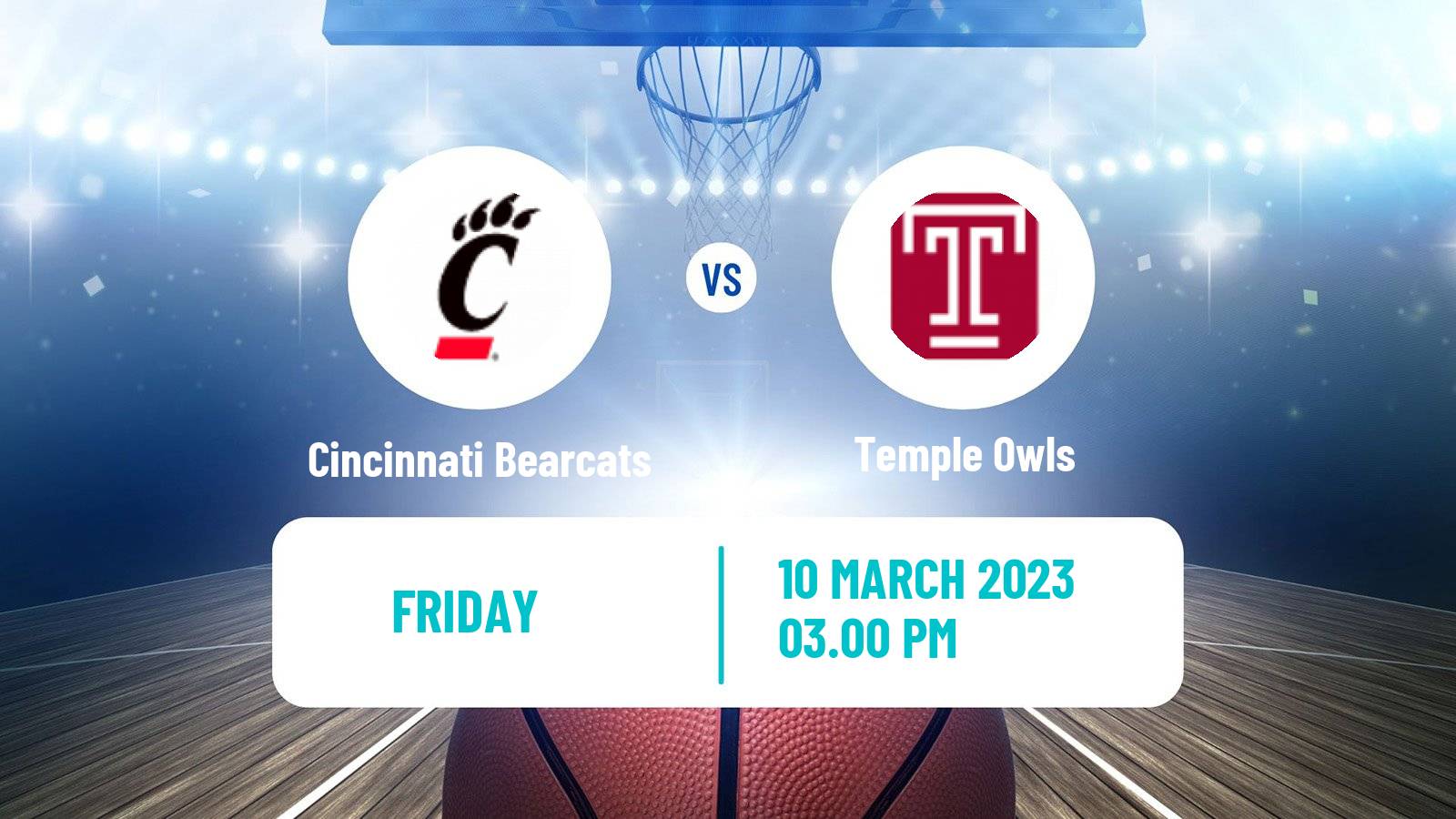 Basketball NCAA College Basketball Cincinnati Bearcats - Temple Owls