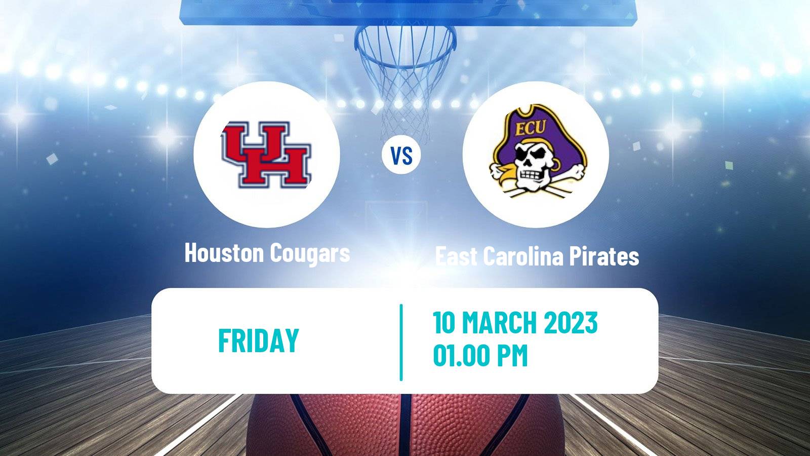 Basketball NCAA College Basketball Houston Cougars - East Carolina Pirates