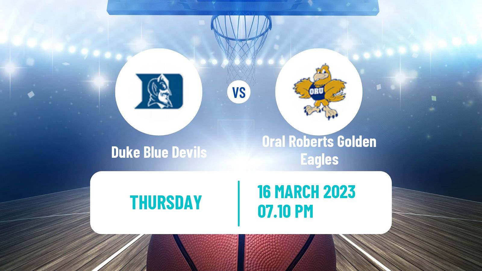 Basketball NCAA College Basketball Duke Blue Devils - Oral Roberts Golden Eagles