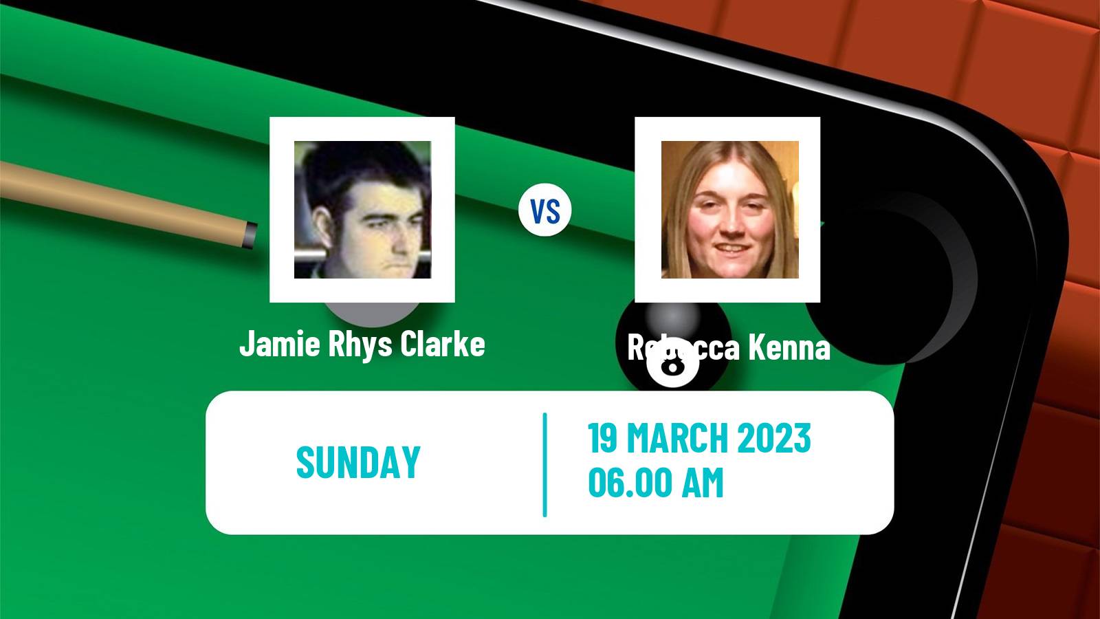 Snooker Snooker Jamie Rhys Clarke - Rebecca Kenna