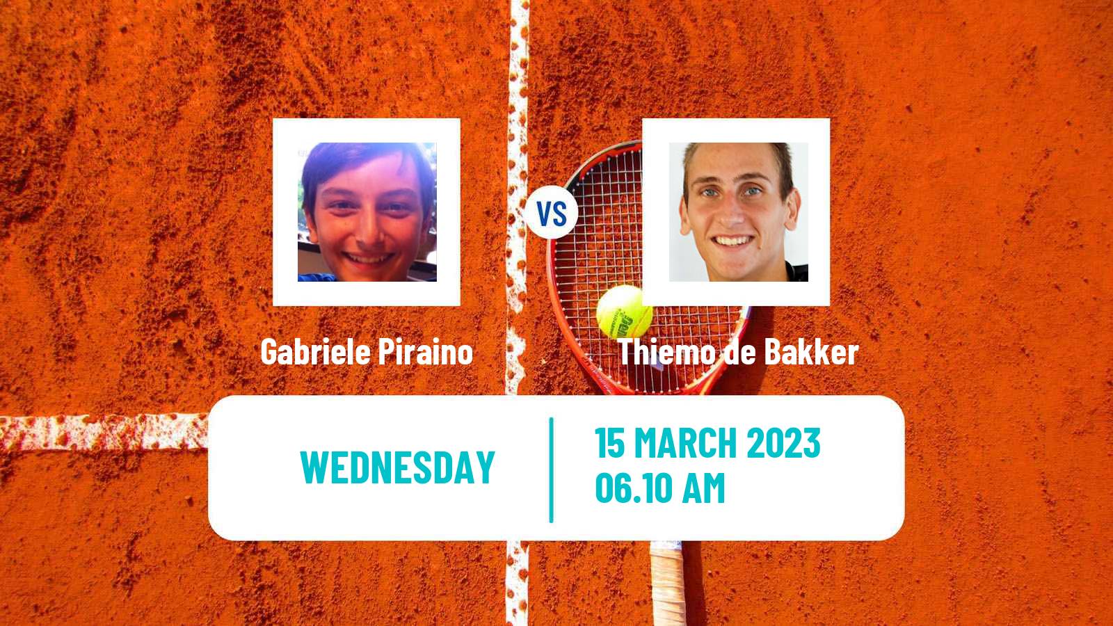 Tennis ITF Tournaments Gabriele Piraino - Thiemo de Bakker