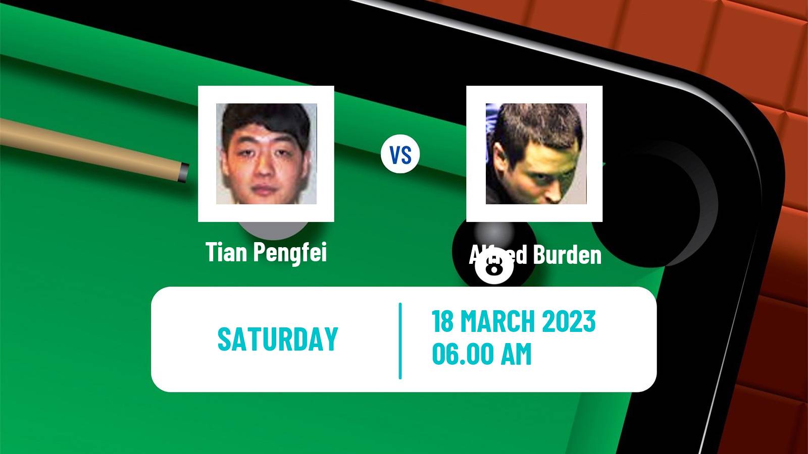Snooker Snooker Tian Pengfei - Alfred Burden
