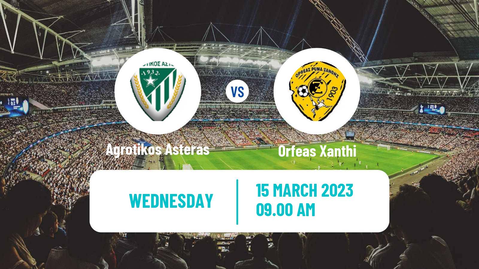 Soccer Greek Gamma Ethniki - Group 1 Agrotikos Asteras - Orfeas Xanthi