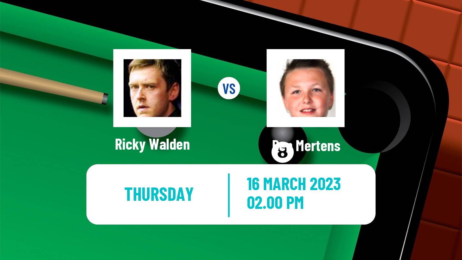 Snooker Snooker Ricky Walden - Ben Mertens