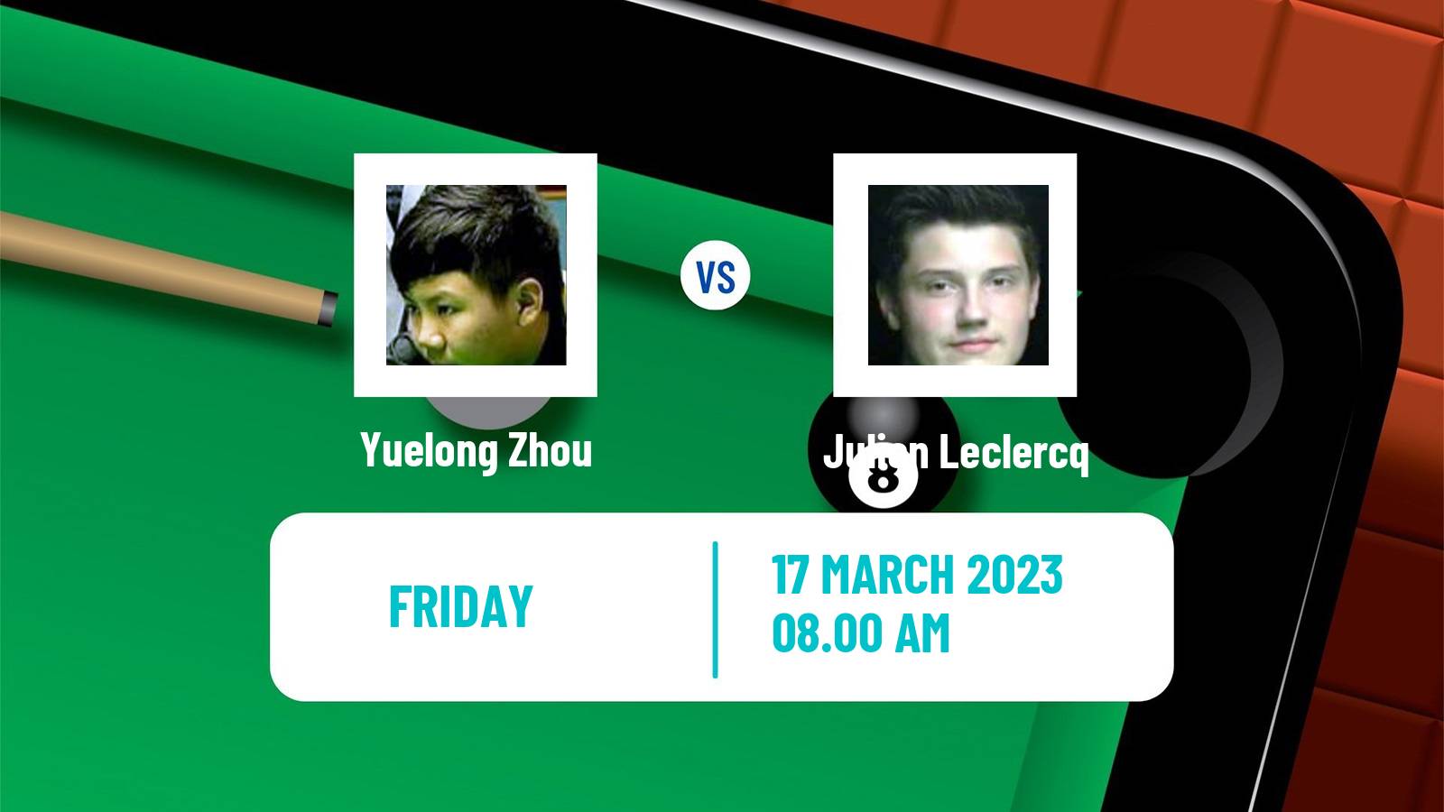Snooker Snooker Yuelong Zhou - Julien Leclercq