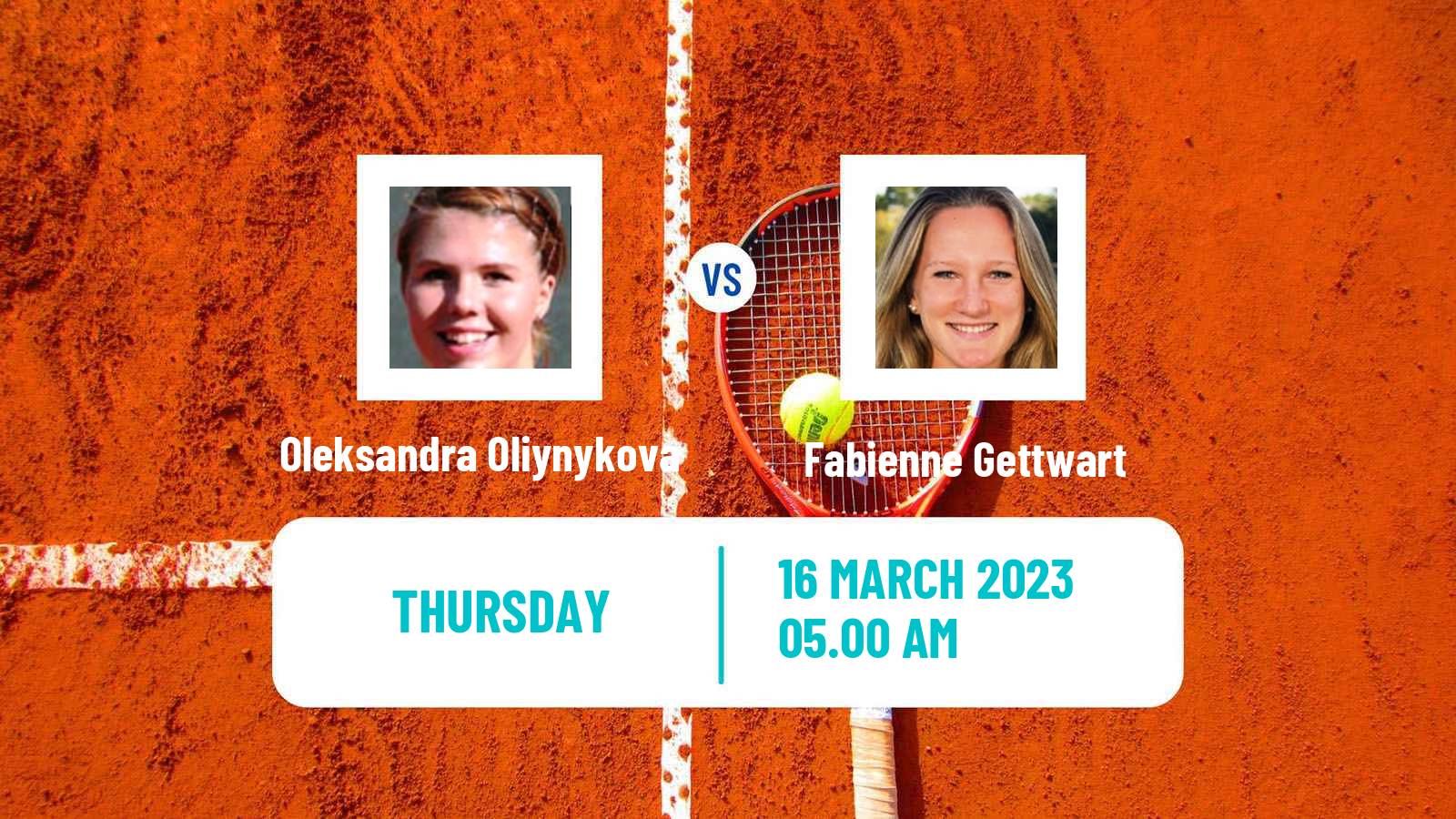 Tennis ITF Tournaments Oleksandra Oliynykova - Fabienne Gettwart